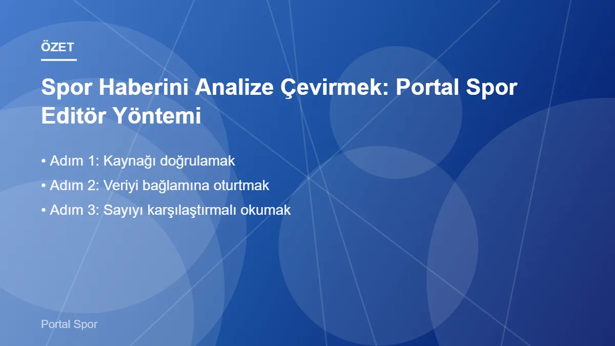Spor Haberini Analize Çevirmek: Portal Spor Editör Yöntemi Spor Haberini Analize Çevirmek: Portal Spor Editör Yöntemi – ana başlıklar